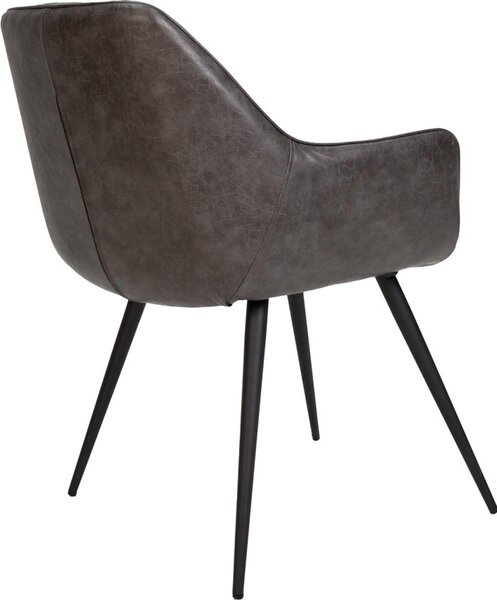 Jídelní židle Happyment Gerio – antracitová – umělá kůže – kovové nohy – 1 kus – výška sedáku 49 cm