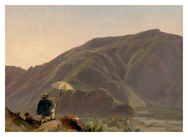 Skleněný obraz - Jules Coignet, View of Bozen with a Painter, reprodukce (70x50 cm)