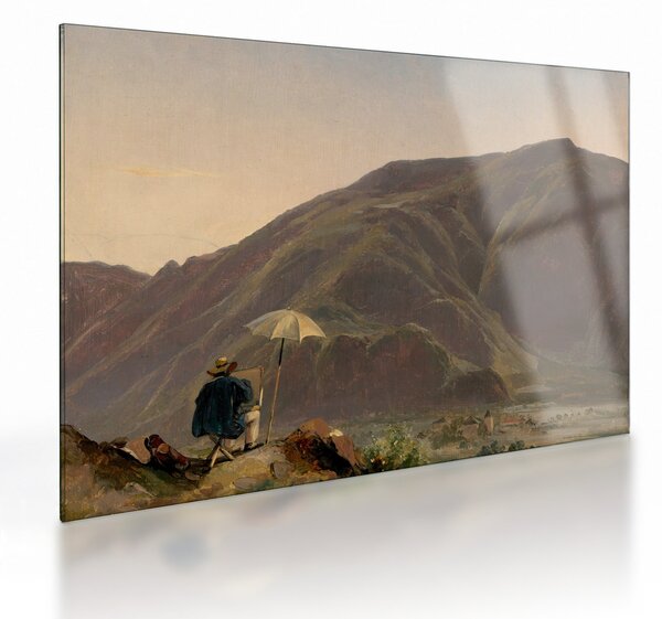 Skleněný obraz - Jules Coignet, View of Bozen with a Painter, reprodukce (70x50 cm)