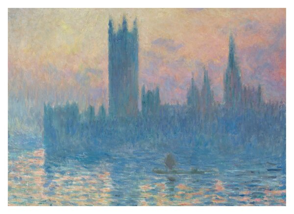 Skleněný obraz - Claude Monet, The Houses of Parliament, Sunset, reprodukce (70x50 cm)