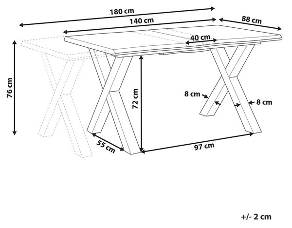 Rozkládací jídelní stůl BRONSON Hnědá 140/180 cm 90 cm