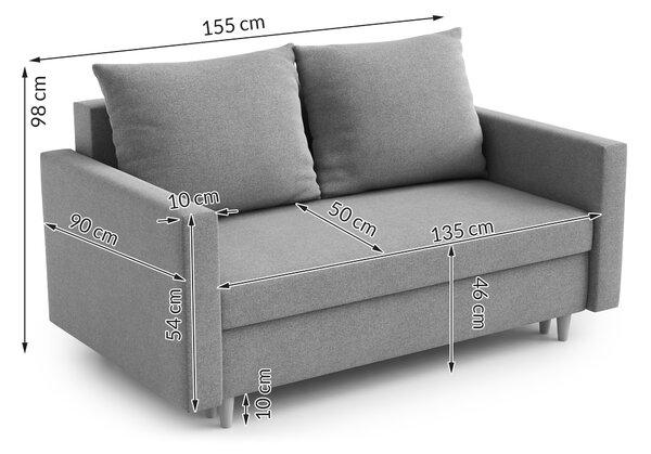 Pohovka dvousedačka Louis (šedá). Akce -15%