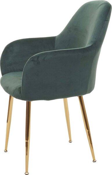 Sada 2 jídelních židlí HWC-F18, židle kuchyňská židle, retro design sametově zelená, zlaté nohy