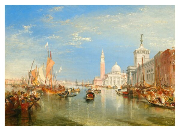 Skleněný obraz - Joseph Mallord William Turner, Venice the Dogana and San Giorgio Maggiore, reprodukce (70x50 cm)