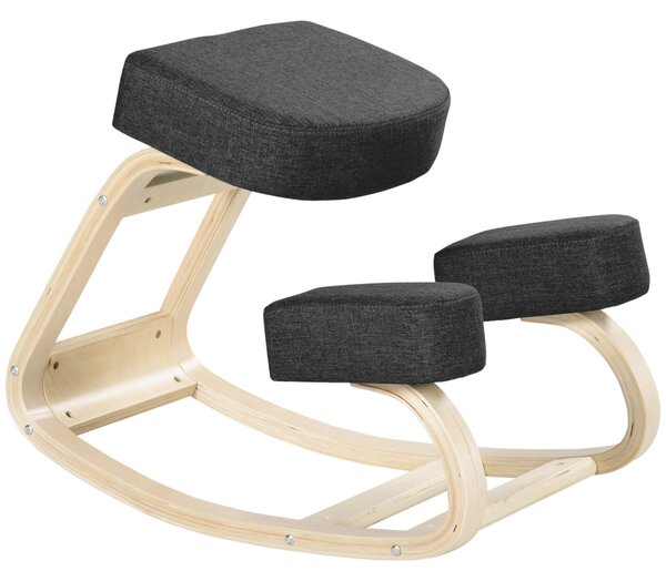 Ergonomická klečící židle Vinsetto s rámem z březového dřeva, molitanovým a polyesterovým polstrováním pro domácnost a kancelář, černá | Aosom