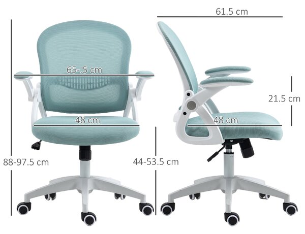 Ergonomická kancelářská židle Vinsetto s síťovaným opěradlem a polstrovaným sedákem, výškově nastavitelná, 65,5x61,5x88-97,5cm, modrá | Aosom