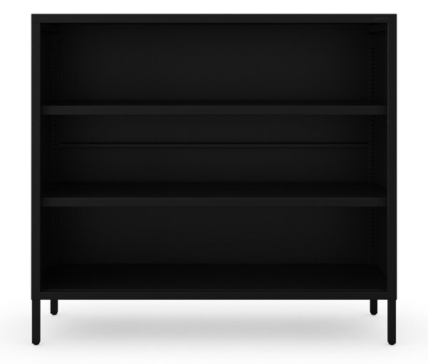 Černý kovový regál s policemi LUCA Modern 1000 x 900 x 350 mm