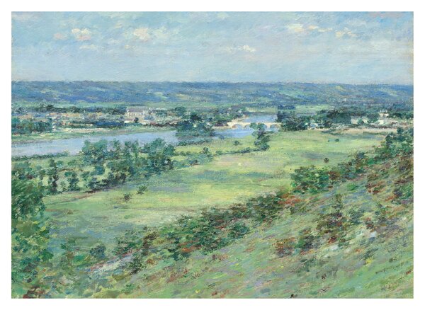 Skleněný obraz - Theodore Robinson, The Valley of the Seine, From the Hills of Giverny, reprodukce (70x50 cm)