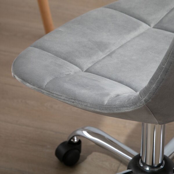 Vinsetto otočná židle, ergonomický a nastavitelný design bez opěrek, šedá, 59x59x81-91cm | Aosom
