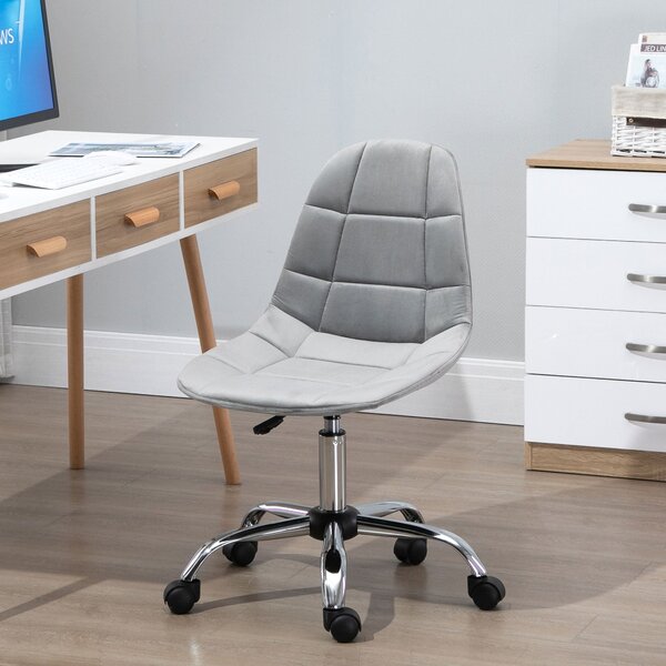 Vinsetto otočná židle, ergonomický a nastavitelný design bez opěrek, šedá, 59x59x81-91cm | Aosom