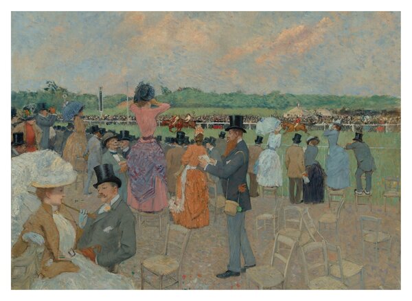 Skleněný obraz - Jean-Louis Forain, The Races at Longchamp, reprodukce (70x50 cm)