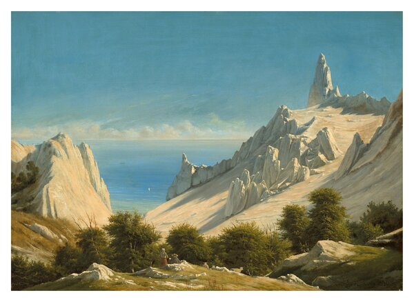 Skleněný obraz - Georg Emil Libert, View of Sommerspiret, the Cliffs of Møn, reprodukce (70x50 cm)