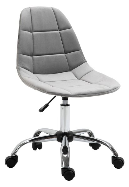 Vinsetto otočná židle, ergonomický a nastavitelný design bez opěrek, šedá, 59x59x81-91cm | Aosom