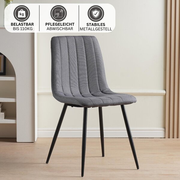 Jídelní židle Albatros sada 4 ks GARDA antracit - Pohodlná čalouněná židle pro moderní a stylový design u jídelního stolu - Kuchyňská židle nebo židle do jídelny, vysoká nosnost až 110 kg