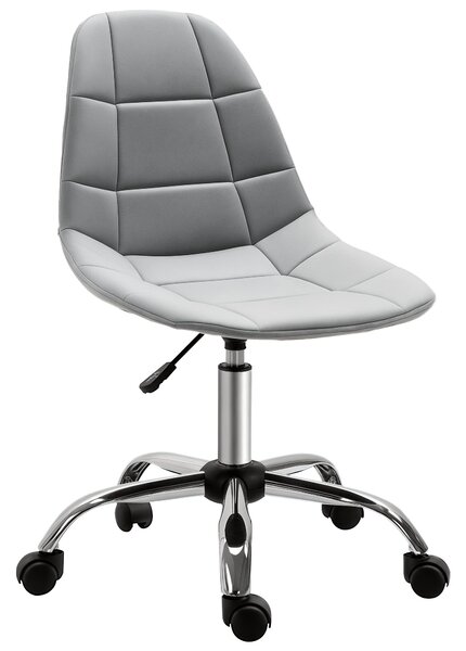 Vinsetto otočná židle, ergonomický a nastavitelný design bez opěrek, šedá, 59x59x81-91cm | Aosom