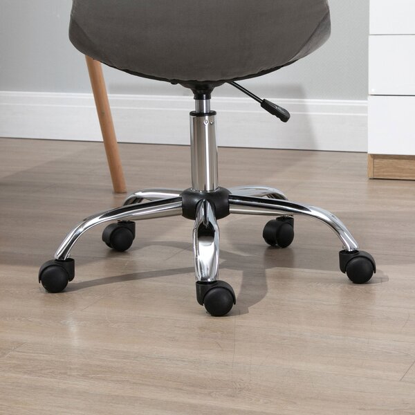 Vinsetto otočná židle, ergonomický a nastavitelný design bez opěrek, šedá, 59x59x81-91cm | Aosom