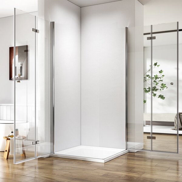 Heilmetz sprchový kout 80x80x185cm rohový vstupní sprchový kout skládací dveře sprchové dveře bez rámu závěsné dveře 6mm ESG Nano bezpečnostní sklo