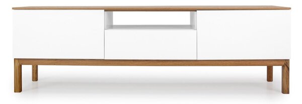 Bílý TV stolek s deskou s nohami z dubového dřeva Tenzo Patch, šířka 179 cm