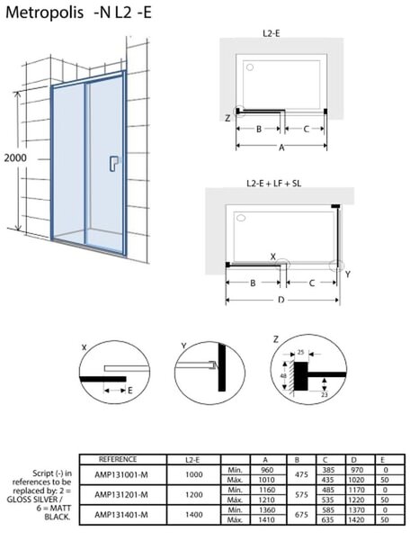Roca Metropolis-N sprchové dveře 140 cm posuvné chrom lesk/průhledné sklo AMP1314012M