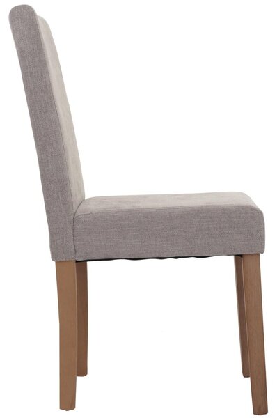 Sada 6 jídelních židlí Littau, kuchyňská židle s vysokým opěradlem, látka/textil šenil světle šedá, nohy v přírodní barvě