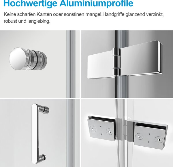 Heilmetz sprchový kout 80x80x185cm rohový vstupní sprchový kout skládací dveře sprchové dveře bez rámu závěsné dveře 6mm ESG Nano bezpečnostní sklo