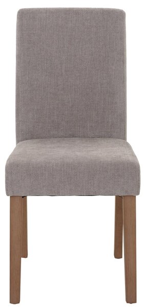 Sada 6 jídelních židlí Littau, kuchyňská židle s vysokým opěradlem, látka/textil šenil světle šedá, nohy v přírodní barvě