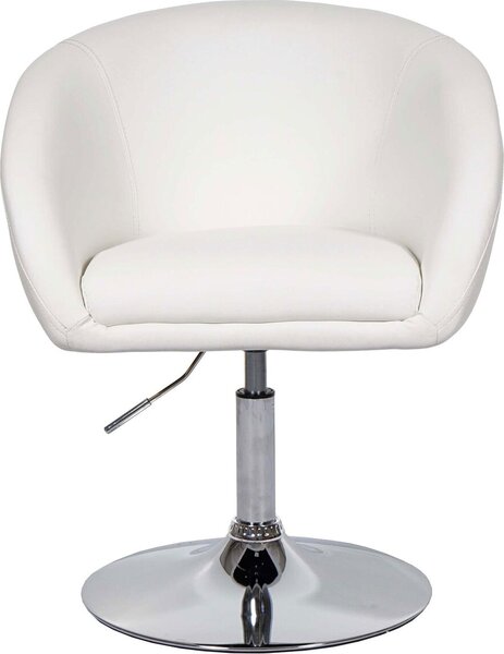 Sada 6 jídelních židlí HWC-F19, kuchyňská židle otočná židle lounge chair, otočná výškově nastavitelná Imitace kůže bílá