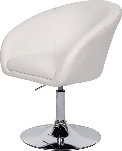 Sada 6 jídelních židlí HWC-F19, kuchyňská židle otočná židle lounge chair, otočná výškově nastavitelná Imitace kůže bílá