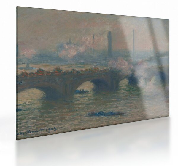Skleněný obraz - Claude Monet, Waterloo Bridge, Gray Day, reprodukce (70x50 cm)