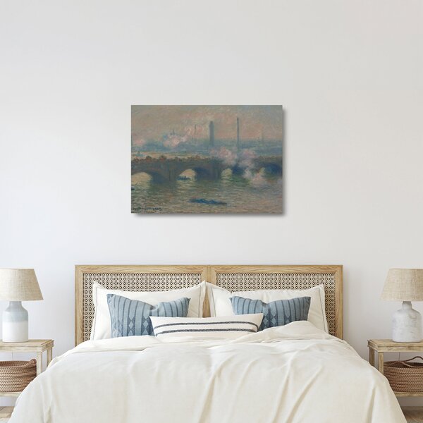 Skleněný obraz - Claude Monet, Waterloo Bridge, Gray Day, reprodukce (70x50 cm)