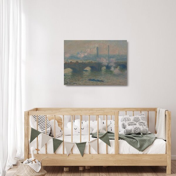 Skleněný obraz - Claude Monet, Waterloo Bridge, Gray Day, reprodukce (70x50 cm)