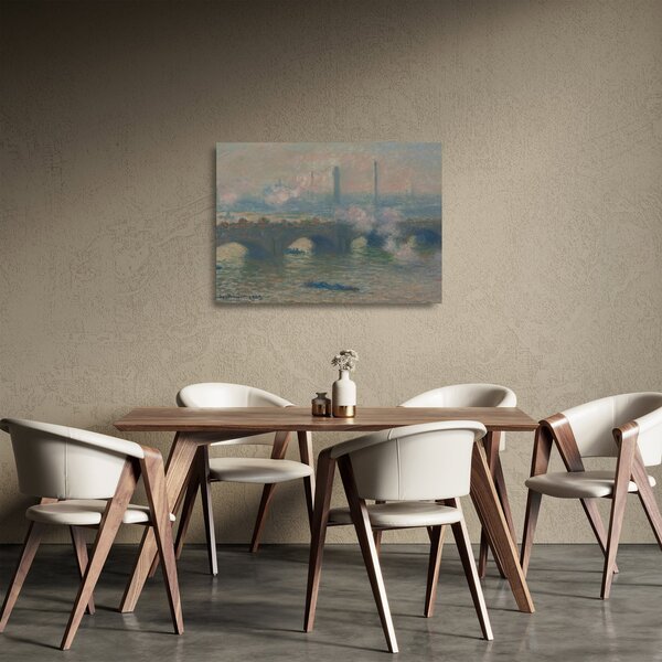 Skleněný obraz - Claude Monet, Waterloo Bridge, Gray Day, reprodukce (70x50 cm)