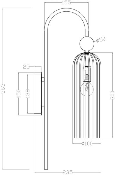 Light Prestige Piega nástěnné svítidlo 1x40 W kouřová-zlatá LP-939/1WSMOKED