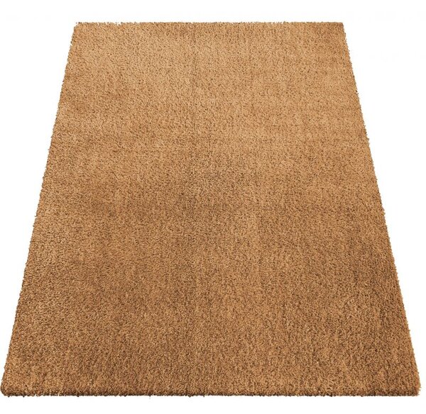 Makro Abra Kusový shaggy koberec jednobarevný Kamel světle hnědý Rozměr: 80x150 cm