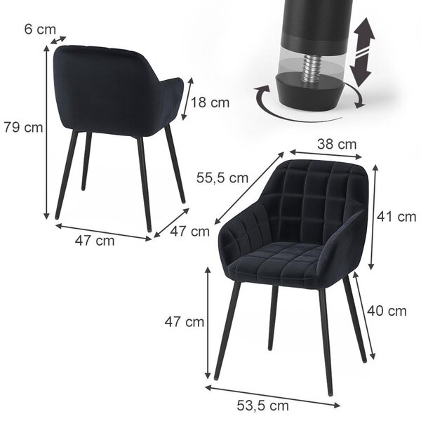 Židle jídelny Vicco Relio Černá 53.5 x 55.5 cm, Model 59370