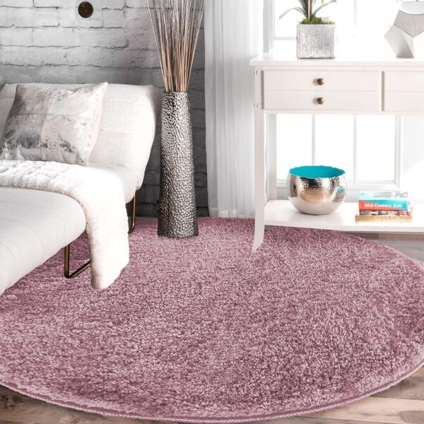 Makro Abra Kulatý koberec vhodný k praní jednobarevný Kamel pink růžový Rozměr: průměr 60 cm