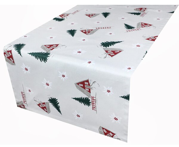 Vánoční běhoun na stůl Chaloupky a jedličky Barva Vícebarevná Rozměry 40x100 cm