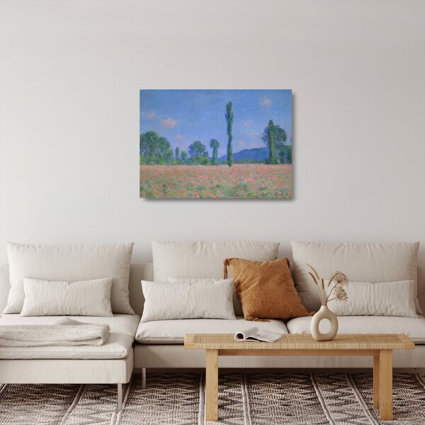 Skleněný obraz - Claude Monet, Poppy Field (Giverny), reprodukce (70x50 cm)