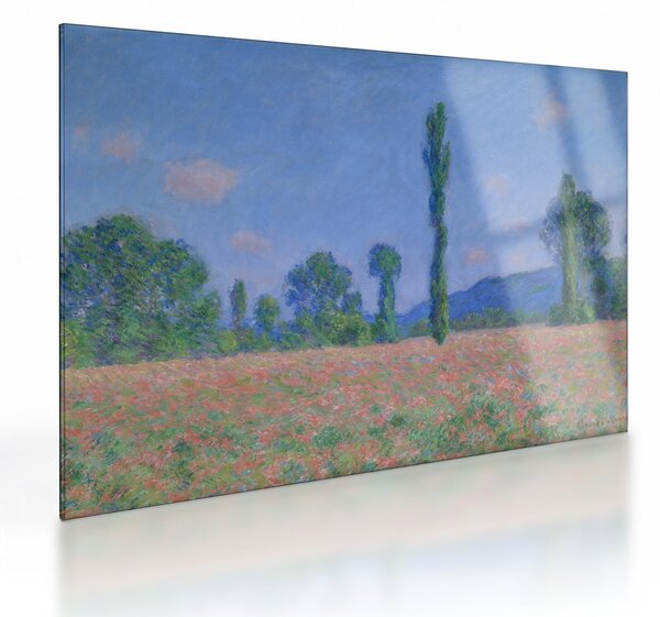 Skleněný obraz - Claude Monet, Poppy Field (Giverny), reprodukce (70x50 cm)