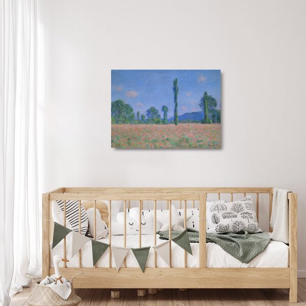 Skleněný obraz - Claude Monet, Poppy Field (Giverny), reprodukce (70x50 cm)