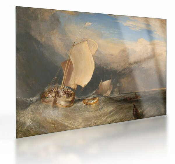 Skleněný obraz - William Turner, Fishing Boats with Hucksters Bargaining for Fish, reprodukce (70x50 cm)
