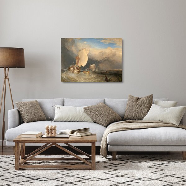 Skleněný obraz - William Turner, Fishing Boats with Hucksters Bargaining for Fish, reprodukce (70x50 cm)