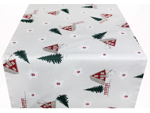 Vánoční běhoun na stůl Chaloupky a jedličky Barva Vícebarevná Rozměry 40x100 cm