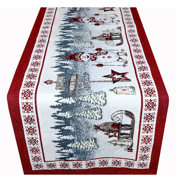 Vánoční gobelínový běhoun na stůl Severní pól Chenille IT037 Barva Vícebarevná Rozměry 40x130 cm
