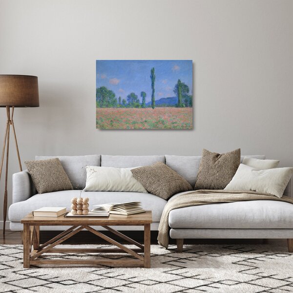 Skleněný obraz - Claude Monet, Poppy Field (Giverny), reprodukce (70x50 cm)