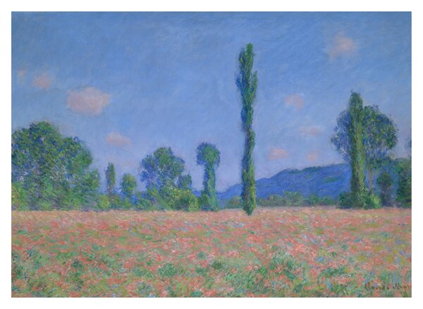 Skleněný obraz - Claude Monet, Poppy Field (Giverny), reprodukce (70x50 cm)