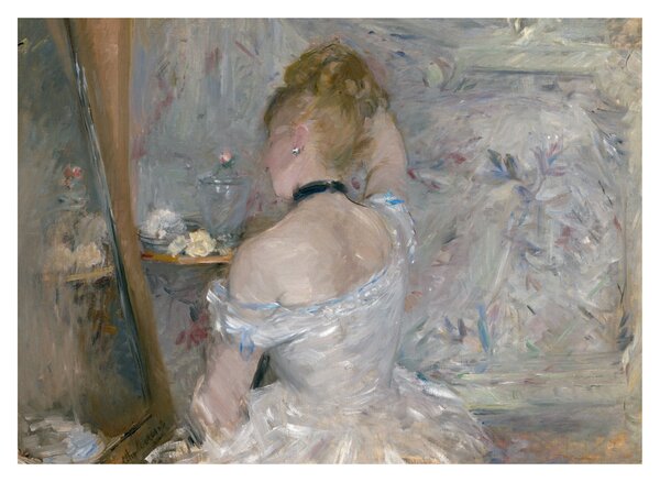 Skleněný obraz - Berthe Morisot, Woman at Her Toilette, reprodukce (70x50 cm)