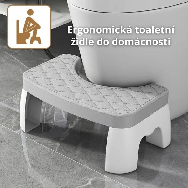 1× WC podstavec ‘SquatEase’ – Šedá – Odnímatelný, protiskluzový & přenosný – Ergonomická záchodová stolička, 35° sklon