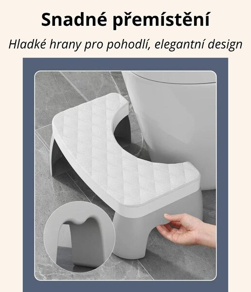 1× WC podstavec ‘SquatEase’ – Šedá – Odnímatelný, protiskluzový & přenosný – Ergonomická záchodová stolička, 35° sklon