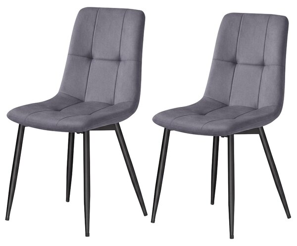 VASAGLE jídelní židle, set 2 kusů, otočné o 360°, ergonomická sametová židle, rozměry 43 x 52 x 83 cm, šedá barva